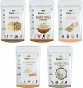 Pack Of 5 Gokhru, Safed Musli Kaunch Ashwagandha and Shatavari (100 GM Each) Super Saver Combo Pack = 500 GM By Nimadi Zone