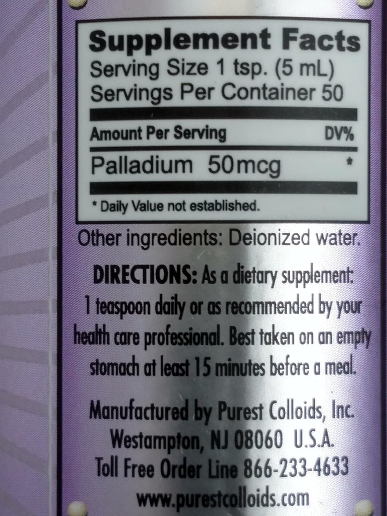 MesoPalladium TM 10 ppm Palladium colloïdal 250 mL/8,45 Oz