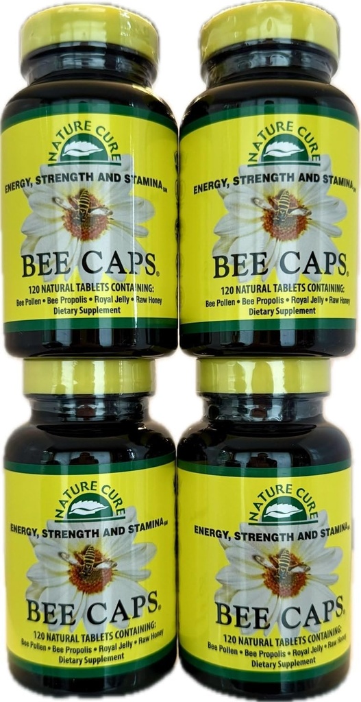Original Bee Caps in Brown Bottles - 4 Pack - 120 Count each Bottle