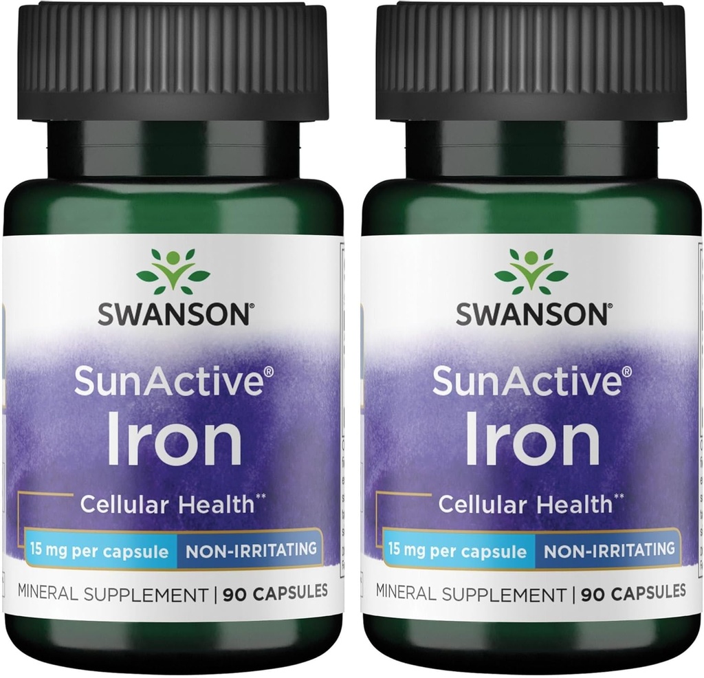 Swanson Iron 15 Milligrams 90 kapsulak (2 paketea)
