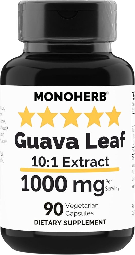 MONOHERB Guava Leaf 10x Extracto 1000 mg - 90 cápsulas - Igual a 10.000 mg