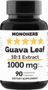MONOHERB Guava Leaf 10x Extrait 1000 mg - 90 Capsules - Égal à 10 000 mg