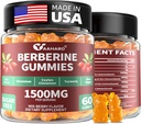 Berberina con Ceylon Cinnamon Gummies - 1500mg Berberine HCI Supplemento con Cromo,Turmerico e Cardo Latte - Supporto Immune - per Donne & Uomini - 60 Zucchero Gummie Libere