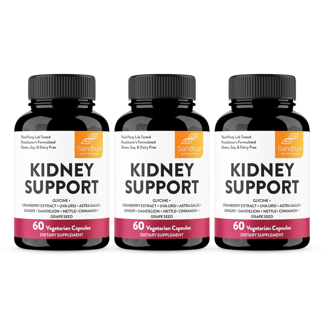 Sandhu's Kidney Cleanse Detox & Repair Support Supplement for Men and Women | with Cranberry Extract | Helps Support Kidney & Urinary Tract Health | 60 Vegetarian Capsules (Pack of 3)