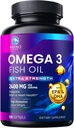 Omega 3 Fish Oil 2400 mg Suplemento, Fuente sostenible, Triple Fuerza Omega-3 Suplemento Softgels, Apoyo a la Salud del Cerebro, EPA & DHA Fish Oil Fatty Acids Suplementos, Gluten & GMO Gratis, 120 Softgels