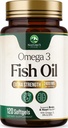 Omega 3 Fish Oil Supplements - 2400mg Fish Oil Per Serving - Triple Strength Omega-3 with Fatty Acids EPA & DHA - Natural Heart, Brain & Immune Support - Wild Caught, Bottled in USA - 120 Softgels