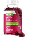 Viteey Beet Root Gummies 4000mg med Tart Cherry - for sunn blodtrykksstøtte - Vegan, Gelatinfri, Glutenfri - Tastig Chewable Berry Beet Flavored Gummy