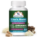 Organic Lions Mane Mushroom Supplement Capsules for Men & Women - 1,500mg Brain Supplements for Memory & Focus - High Potency 40% Beta-Glucans - Nootropic Mushroom Complex, 120 Count