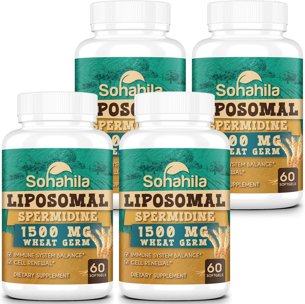Suplemento de escarmidina 15 MG - 99% Puridade, Alta Absorción, 1500 MG Fermented Wheat Germ Extract con Zinc & Thiamin, Spermidine para homes e mulleres - Renovación celular, defensa do envellecemento, enerxía, 240 Softgels