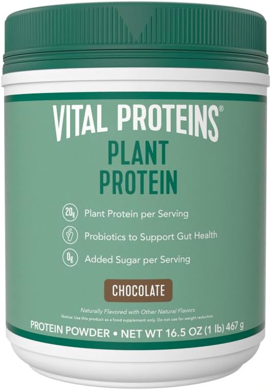 Vital Proteinler Protein Toz - Xlora ilə 20g Bitkili Protein - Gut Health üçün 1B CFU Probiyotik, No Add Sugar - Chocolate, 16.5 oz