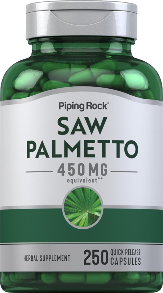 Piping Rock Saw Palmetto 450mg | 250 Capsules | Herb Extract Supplement Blend | for Men & Women | Serenoa Repens | Non-GMO, Gluten Free