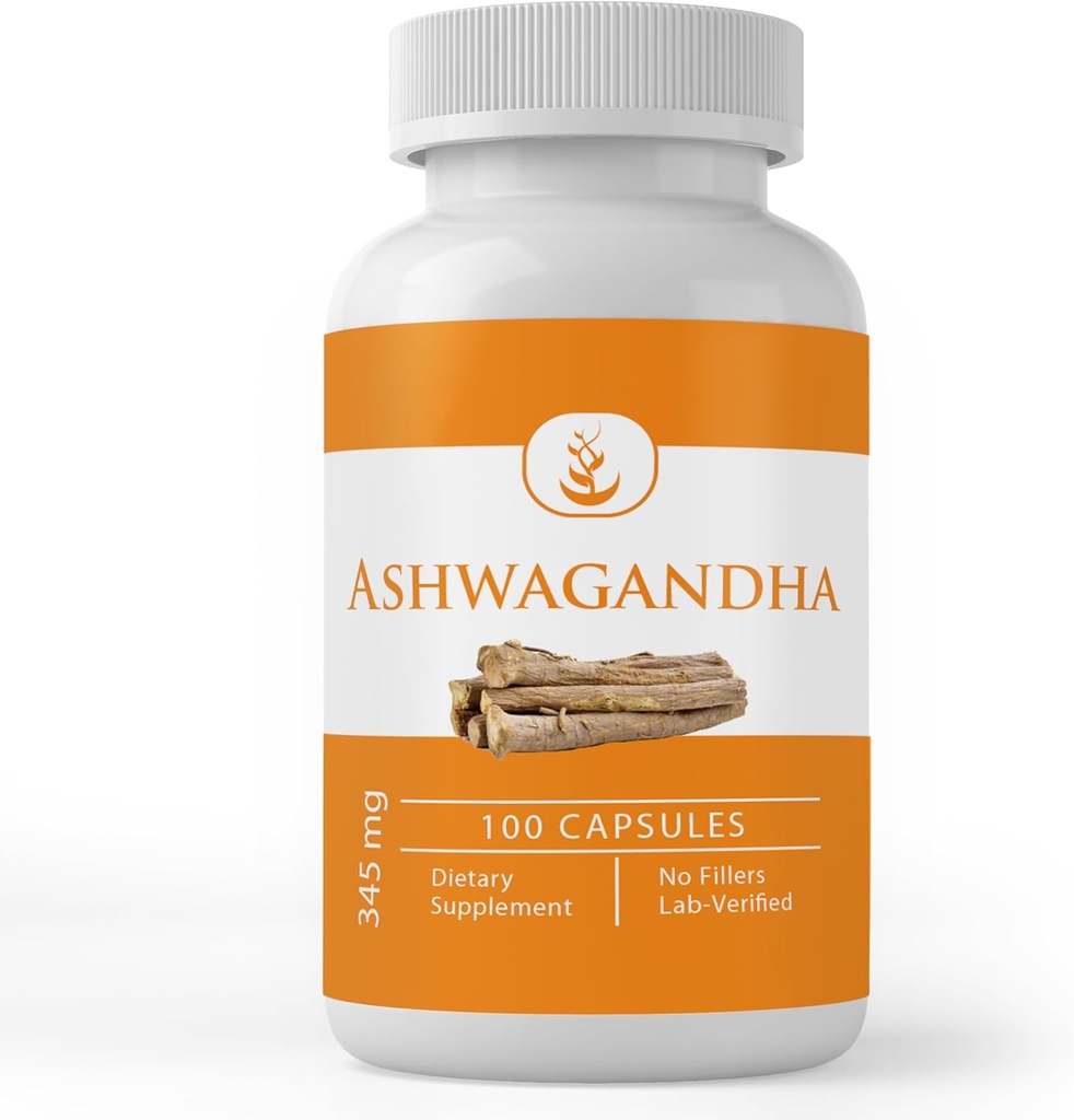 PURE ORIGINAL INGREDIENTI Ashwagandha (100 capsule) Sempre puro, Nessun Additivo o Filler, Lab verificato