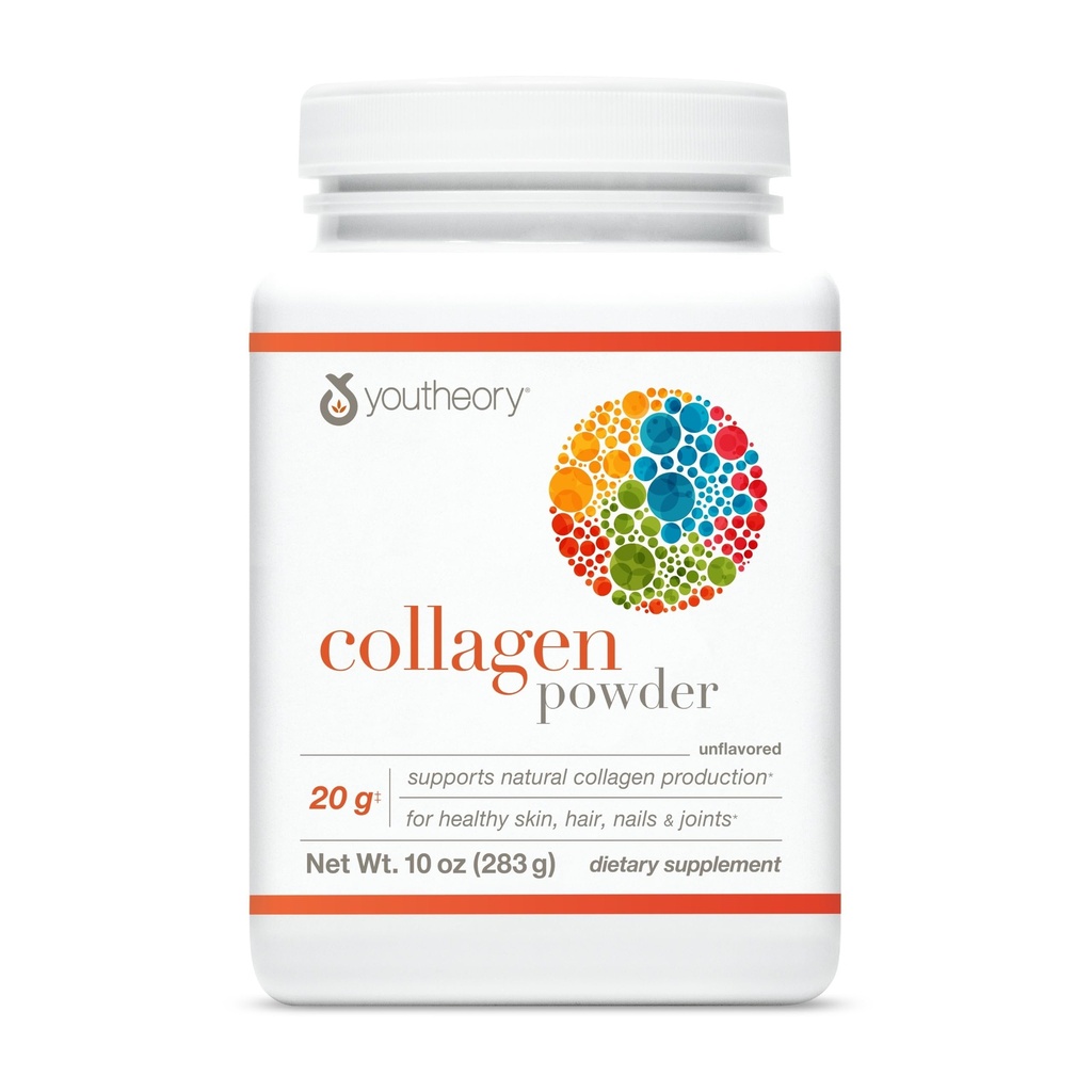 Youtheory Collagen Powder - Hydrolyzed Collagen Peptides with Vitamin C - Supports Healthy Bones, Joints & Immune System* - Unflavored - 10 oz (10-Day Supply)