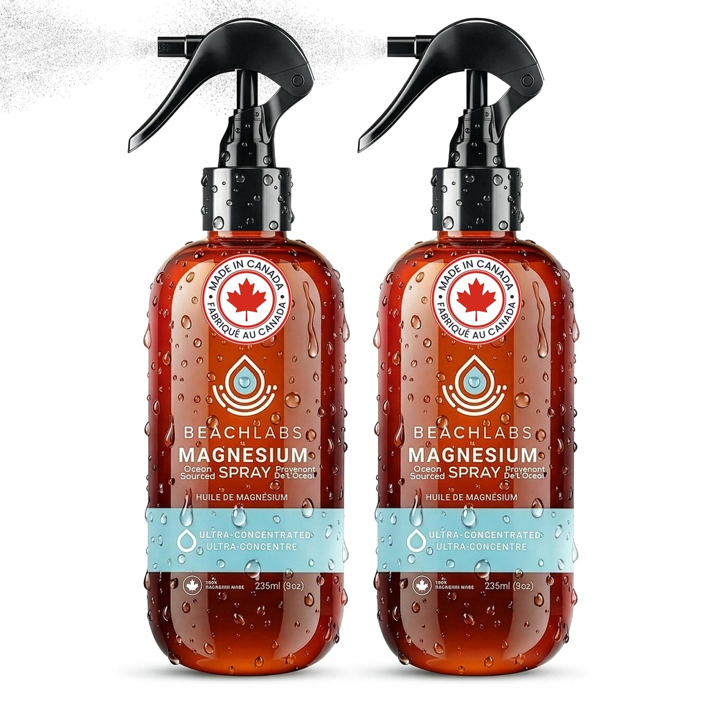 Magnesium Spray (2-Pack) - Ocean Sourced & 100% Canadian Made | Magnesium Spray for Feet and Body | Pure Concentrated Seawater with Synergistic Trace Minerals for Wellness | (8 oz)