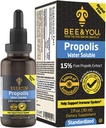BEE och du 15% Pure Propolis Water Soluble Extract - High Potency - Zero Sugar - Zero Calorie - Natural Immune Support & Sore Throat Relief Antioxidanter, Keto, Paleo, Gluten-Free, 1 Fl Oz