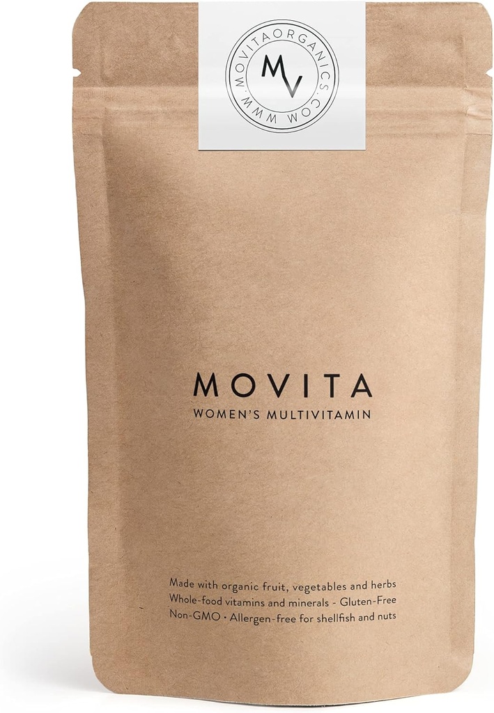 Movita Women 's Daily Multivitamine - Organic Fermented Whole Foods for Enhanced Energy, Immunity & Vitality - Vegan, Gluten- Free, Non-GMO - 30- Day Supply (Eco- Friendly Refill Pouch)