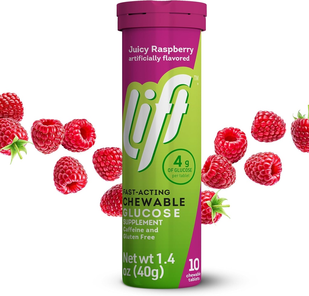 Lift Glucose Fast- acting Glucose Chewable Energy Tablety, Malina, 10 ct Tube (balení po 12)