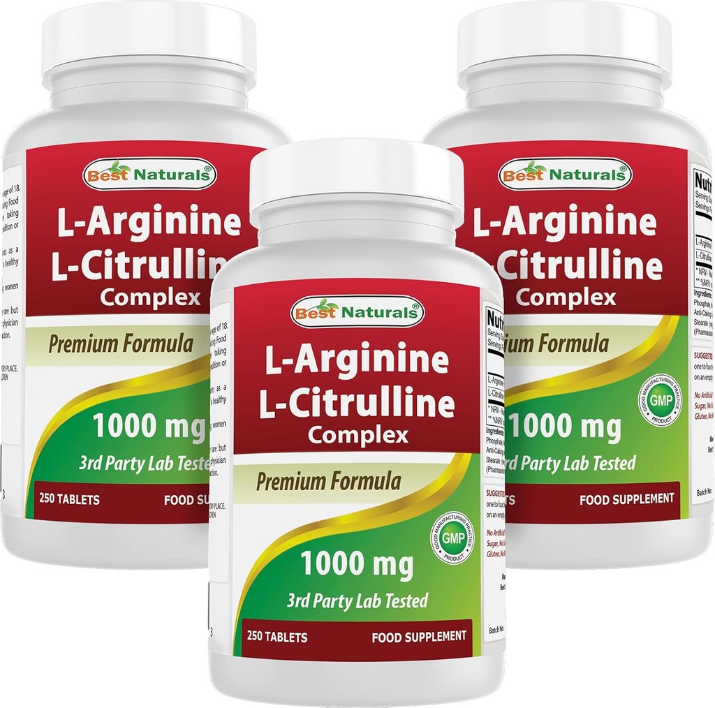 Best Naturals L-Arginin L-Citrulline Complex 1000 mg 250 Tabletten (250 Zähler (Pack von 3))