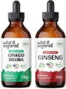 Wild & Organic Ginkgo Biloba Tincture 4 fl oz və Ginseng Tincture 4 fl oz