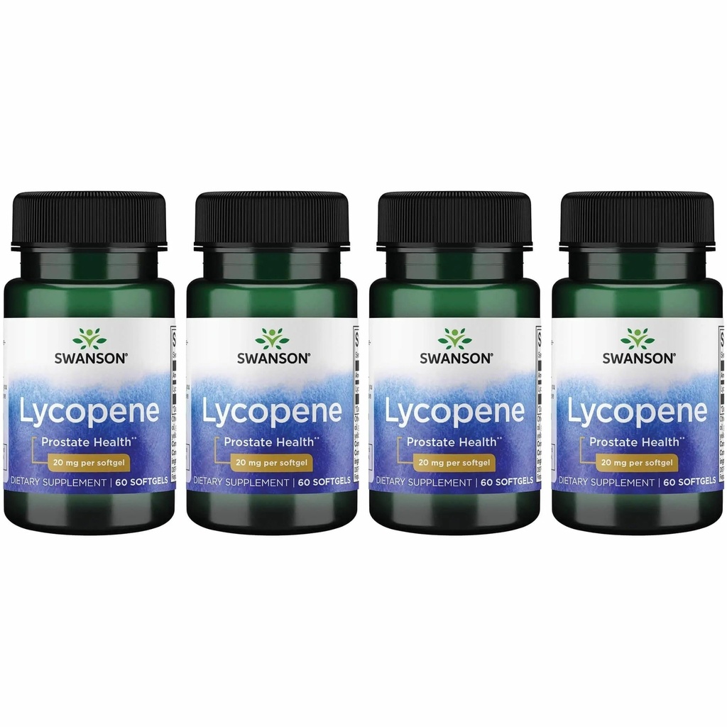 Swanson Lycopene Prostate and Heart Health Antioxidant Supplement for Men Over 40 Supporting Blood Pressure in Normal Range (60 Softgels, 4 Pack)