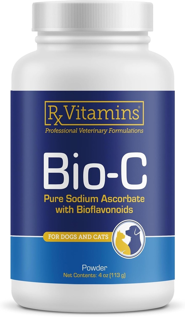 Rx Vitaminas Bio-C - Vitamina C para cans e gatos - con bioflavonoides de limón para alivio de alerxia - Suplemento inmune - promove o abrigo saudable e a pel - Suplemento conxunto - 4 oz
