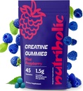 Creatine Monohydrate Gummies for Men and Women - Лесно да се digest, Веган, Gluten-Free, Non-GMO, 1.5g Creatine per Gummy - 45ct (45 Count, Blue Raspberry)