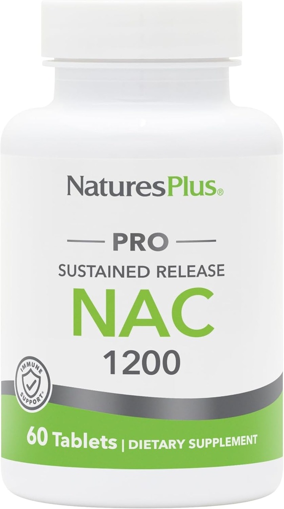 Natures Plus PRO NAC 1200 mg - 60 tablet - Crucial for Replenishing Glutathione - Non- GMO, Vegan & gluten Free - 30 Služeb
