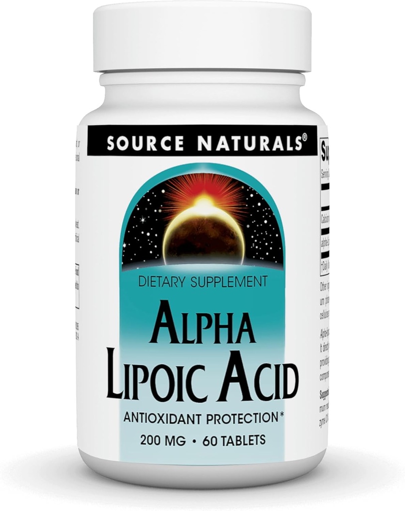 Source Naturals Alpha Lipoic Acid 200 mg Supports Healthy Sugar Metabolism, Liver Function & Energy Generation - 60 Tablets