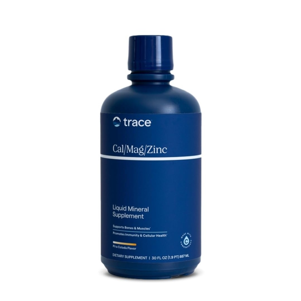 Trace Minerals Cal/Mag/Zinc - Liquid Mineral Supplement for Natural Body Health - Bone, Muscle & Cellular Health - Supports Immunity & Energy - Gluten-Free - 32 fl oz (64 Servings) - Pina Colada