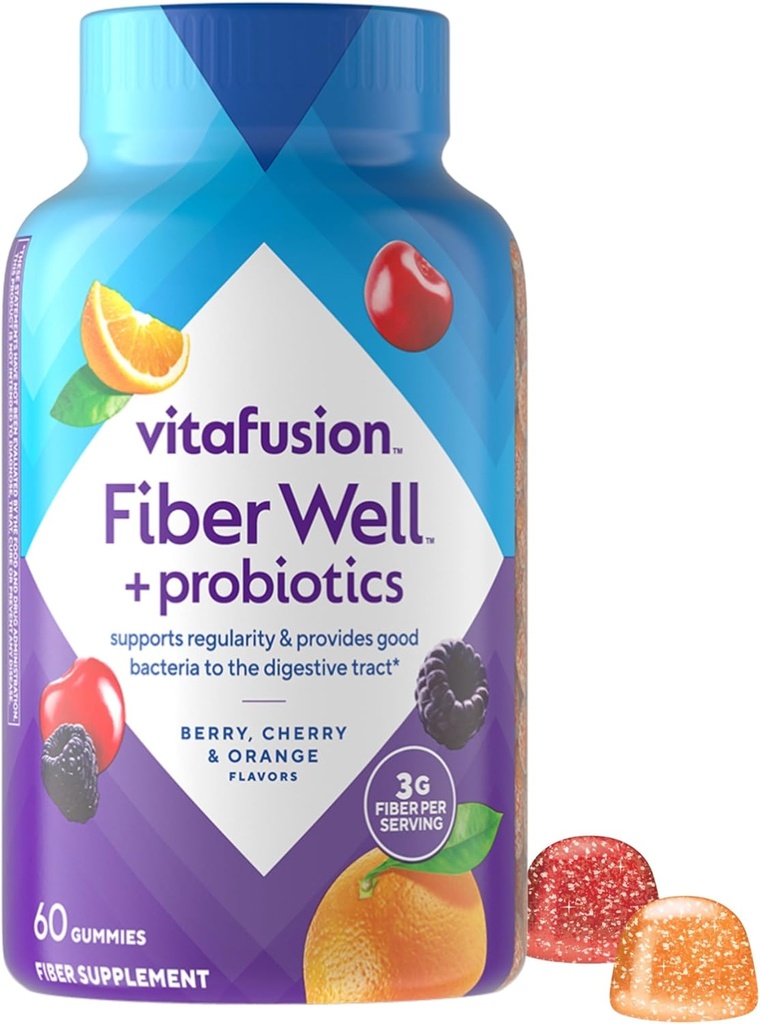 Vitafuute Fiber Bé + Probiotics Gruies per a adults 3g Fiber per Serving for Digestive salut i Probiotics * 60, comte