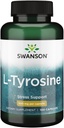 Swanson L-Tyrosine - Amino Acid Supplement Promoting Stress Support, Cognitive Function, and Mental Clarity - Helps Support Overall Brain Health - (100 Capsules, 500mg Each)