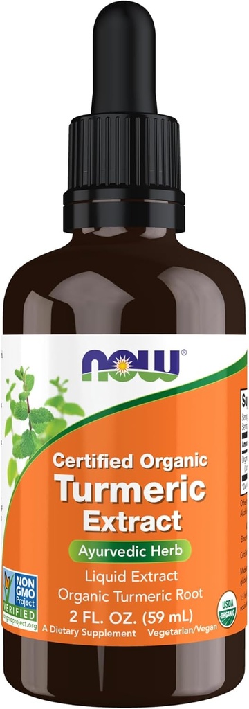 TERAZ Foods Supplements, Certified Organic Turmeric Extract, Ayurvedic Herb, Liquid Extract, Organic Turmeric Root 2 uncí