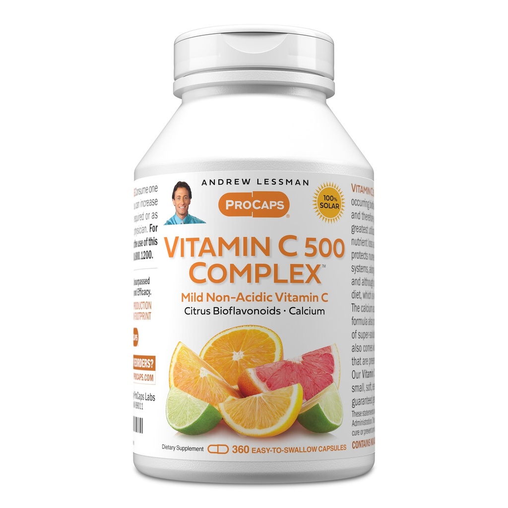 ANDREW LESSMAN Vitamin C 500 Complex 360 Capsules - Non-Acidic Vitamin C Plus Citrus Bioflavonoids for Immune System and Anti-Oxidant Support, No Stomach Upset, Small Easy to Swallow Capsules