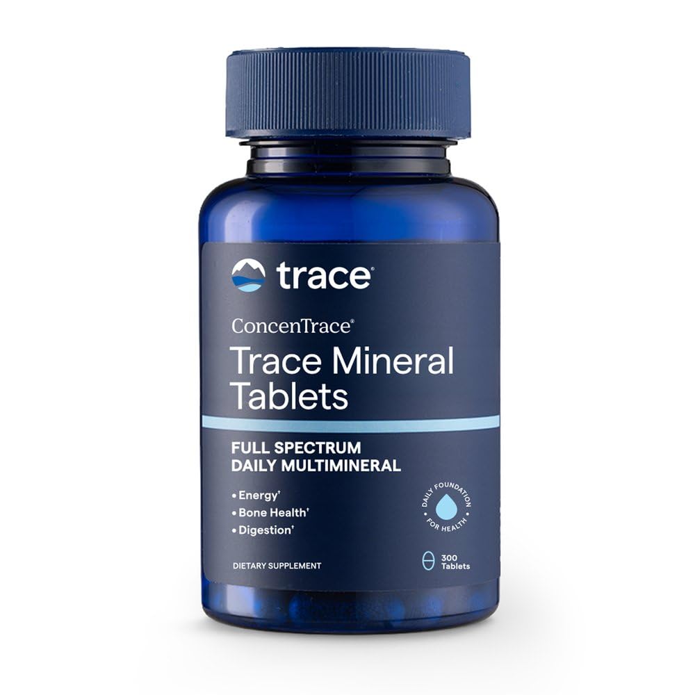 Trace Minerals ConcenTrace Ionic Trace Mineral Tablets, 300 Tablets | 70+ ionic trace minerals, Great Salt Lake sourced, Supports bones, joints, and muscles, Replenishes daily minerals