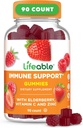 Lifeable Immune Support Gummies for Adult | Elderberry Vitamin C ve çinko | Great Tasting Elder Immune Support Supplement Gummies | Immunity Gummies for Yetişkinler, Men, Women | 90 Gummies