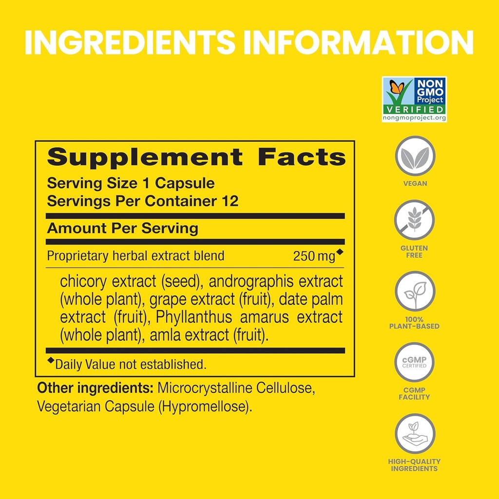 Himalaia PartySmart, 12 Capsule Tube - Alcohol Breakdown Liver Soporte para unha mellor mañá despois de beber - Baseada en plantas, Vegan, Non-GMO, Gluten Free, Clinically Studied