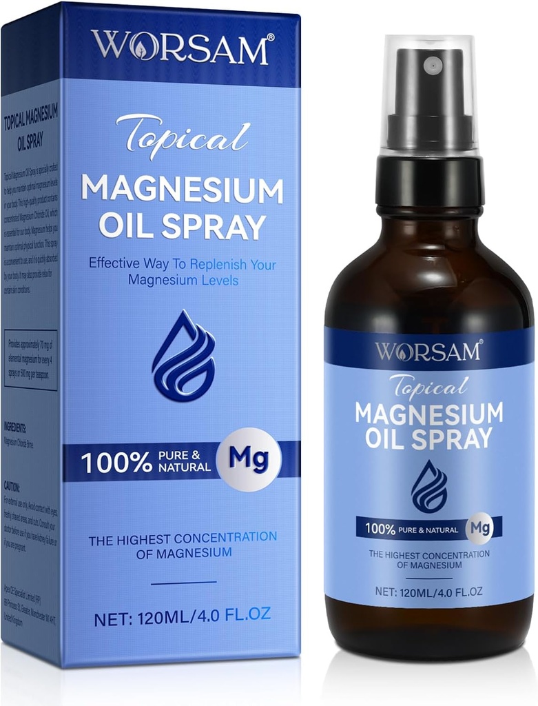 Magneesiumõli jalgadele (4 fl oz), magneesiumi pihusti, 100% puhas ja orgaaniline looduslik magneesiumkloriidi õli pudel, paikne magneesiumi pihustusõli jalgadele, lihtne kasutada 120 ml