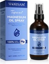 Aceite de Magnesio para Pies (4 fl oz), Espray de Magnesio, 100% Puro &amp; Orgánica Natural Cloruro Aceite de Cristal Botella, Aceite de Espray de Magnesio Topical para Pies, Fácil de Usar 120ml
