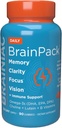 Brainiac Денний BrainPack Gummies, підтримує здоров'я мозку з Омега 3 DHA EPA DPA, Choline, B6 & B12 і Lutein для здоров'я очей з імунітетом, Citrus Berry Flavor, 90 ct