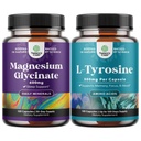 Bundle of Magnesium Glycinate 400mg Capsules and Potent L Tyrosine 500mg Capsules - for Sleep Support Bone Health Muscle Recovery - Amino Acid Nutritional Supplement for Brain Health Thyroid Support