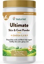 NaturVet Ultimate Skin og Coat Powder Plus Omega 3, 6 og 9 Supplement til hunde og katte, Pulver, Lavet i USA med Globalt kilde Ingredienser 14 Ounce