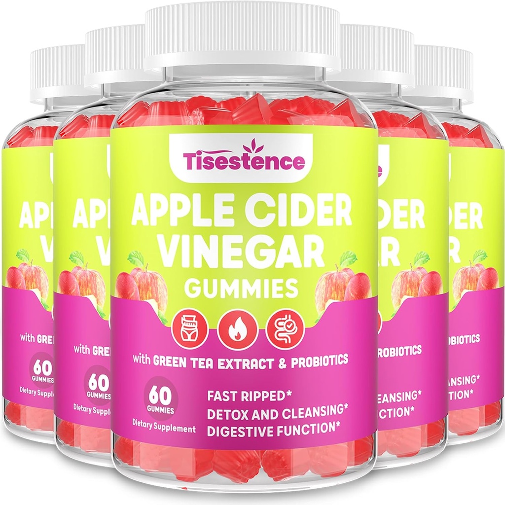 Mor Apple Cider Vinegar Gummies, Keto ACV Gummies 2000MG - Cleanse & Detox Diet, Max styrke ACV Gummies med grønn te, bringebær, B12 og probiotika for metabolisme og digestiv helse, pakker med 5