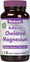 Bluebonnet Beslenme Albion Buffered Chelated Magnezyum 200 mg, Oksit Magnezyum, Stres Yardımı, Vegan, GMO, Gluten Free, Soy Free, Milk Free, Kosher, 120 Capsules, 2 Ay Supply