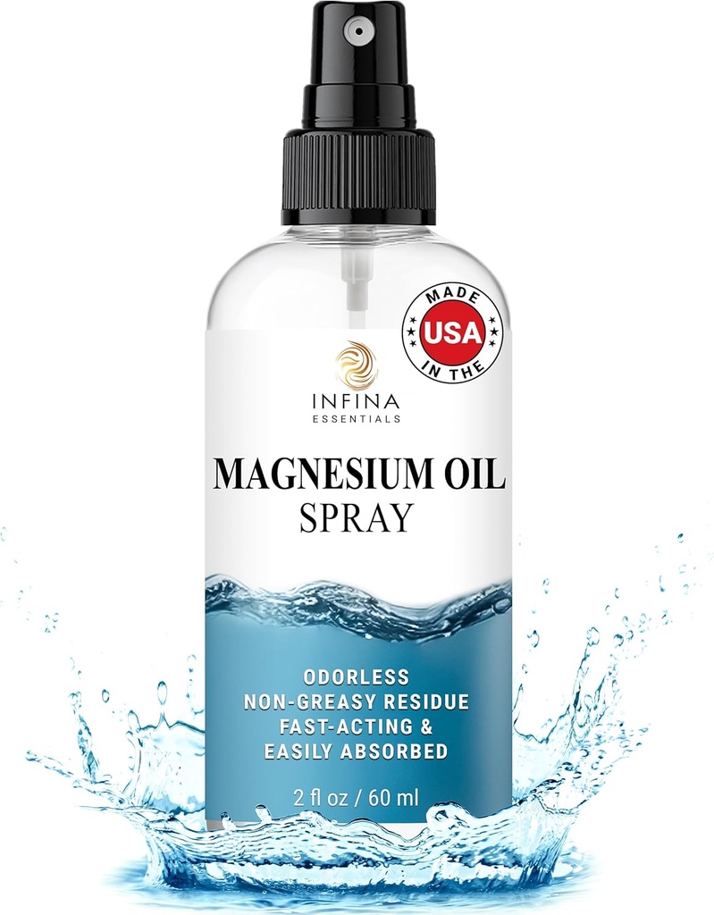 Topical Magnesium Oil Spray – Hydrating & Fast-Absorbing Magnesium Mist für Körper, Füße & Haut – Odorless, Non-Greasy Liquid Magnesium Chloride Spray für Frauen, Männer & Kinder – 2 Laugen