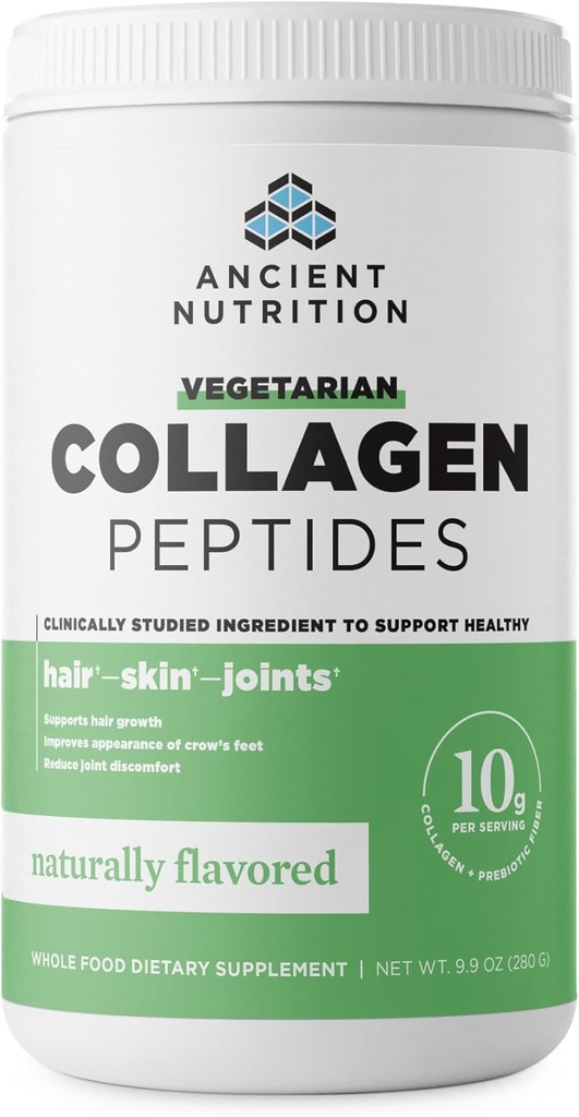 Ancient Nutrition Collagen Peptides, Collagen Peptides Poudre, Collagen Poudre avec Saveur Naturelle, Prébiotiques et Probiotiques, Soutient la peau saine, les cheveux, les articulations, la digestion, 28 portions