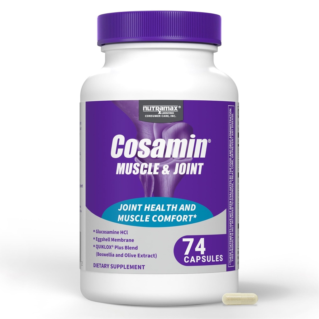 Nutramax Cosamin Muscle & Joint Health Supplement, 74 Capsules | Works to Decrease Cartilage Breakdown, Supports Joints, and Reduces Muscle Soreness to Accelerate Recovery After Exercise
