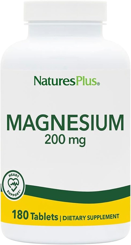 NaturesPlus Magnésium - 200 mg, 180 comprimés - Végétarien, sans gluten - 180 portions