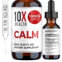 10X Health Calm L Theanine Supplement Liquid Drops - 100mg L'Theanine Drops & 100mg GABA Supplements to Support Nerves, Calm & Stress - Natural Flavor 2.03 Fl oz.