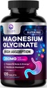 Magnesium Glycinate Supplement - 100% Chelated & Purified - for Calm, Sleep Support, Heart Health, Muscles & Bone Strength - Best Absorption Magnesium Glycinate Capsules, Bottled in USA - 120 Tablets