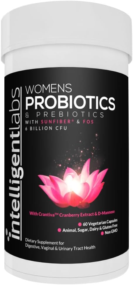 Intelligent Labs Women Probiotics Formula with Cranberry Extract, D-Mannose and Prebiotics All in one, 6 billionion CFU Probiotic, One Capsule a Day, 60-Day Supply, Third-Party Verified for Purity